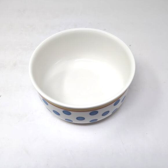 VTG Villeroy & Boch Twist Anna 2 Round Vegetable Bowls White Blue Polka Dots - Picture 10 of 14